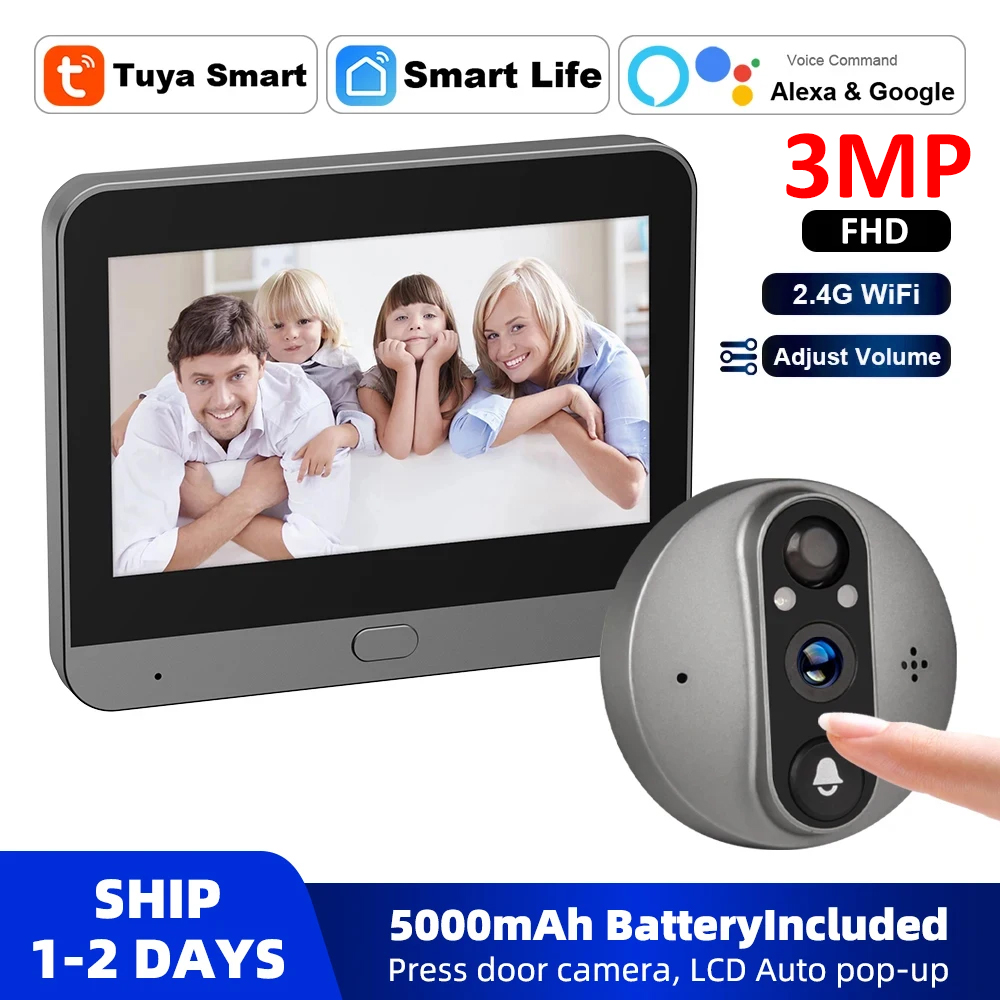 3MP WiFi Smart Tuya Peephole 5 - Smart Home Cctv Camera บทวิจารณ์และราคา