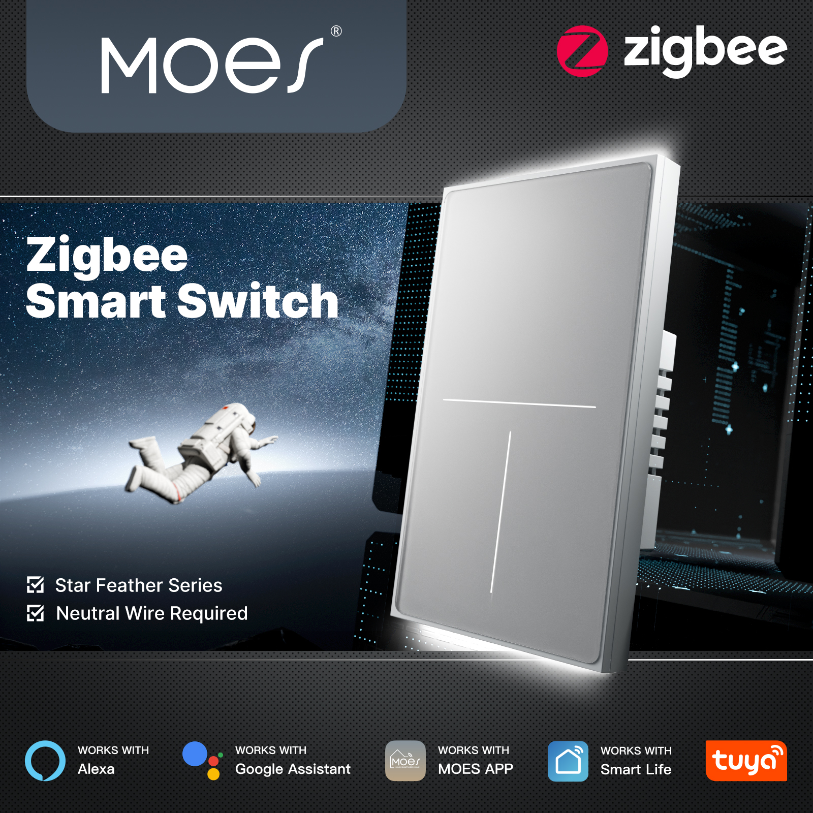 MOES Tuya ZigBee Star Feather  - Tuya Smart Switch บทวิจารณ์และราคา