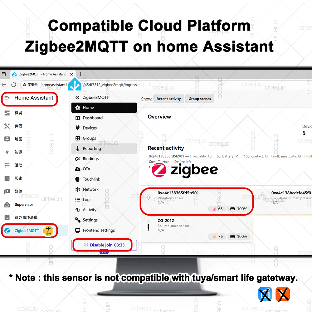 ZigBee Smart Vibration Sensor  - Smart Home Setup บทวิจารณ์และราคา