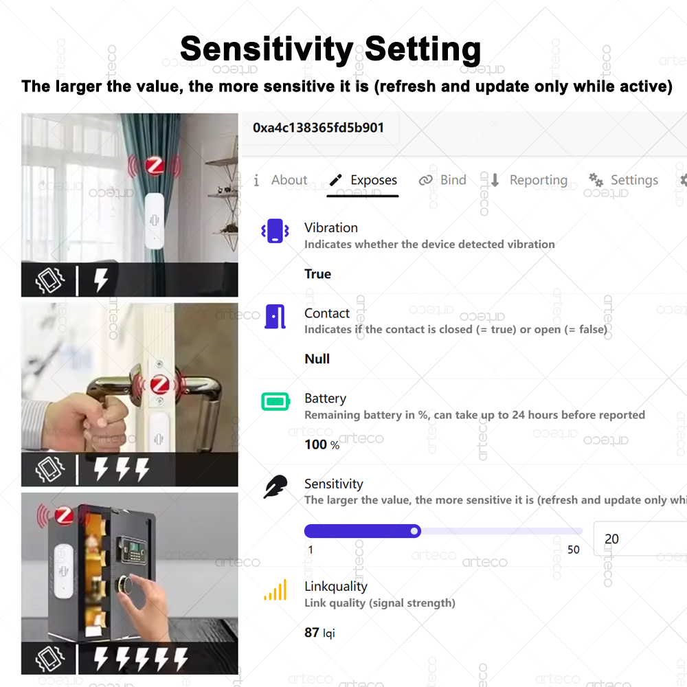 ZigBee Smart Vibration Sensor  - Smart Home Setup บทวิจารณ์และราคา