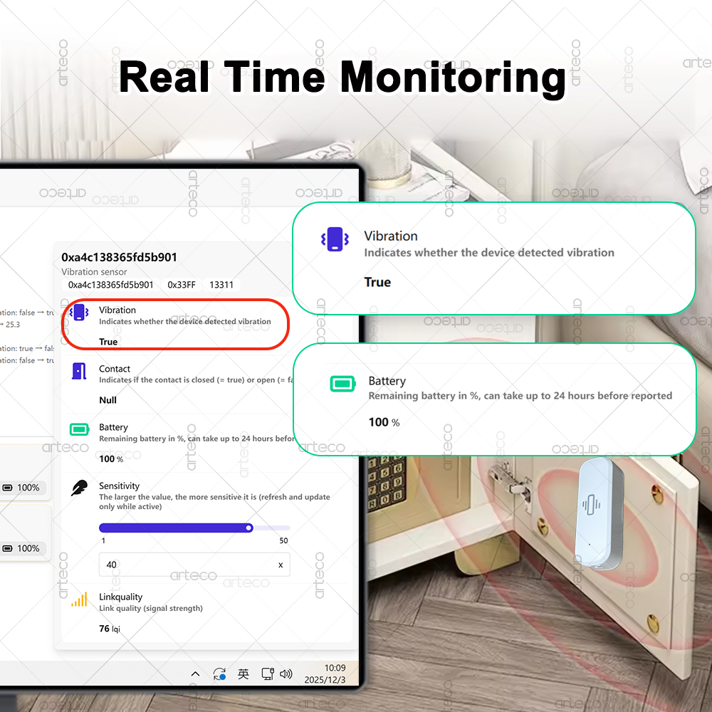 ZigBee Smart Vibration Sensor  - Smart Home Setup บทวิจารณ์และราคา