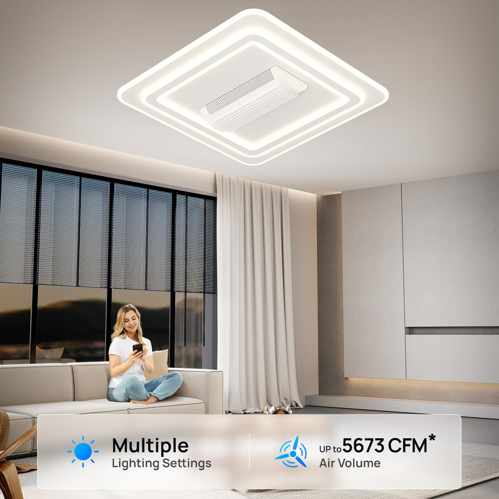 Modern Ceiling Fan with Light  - Smart Home Ventilation บทวิจารณ์และราคา