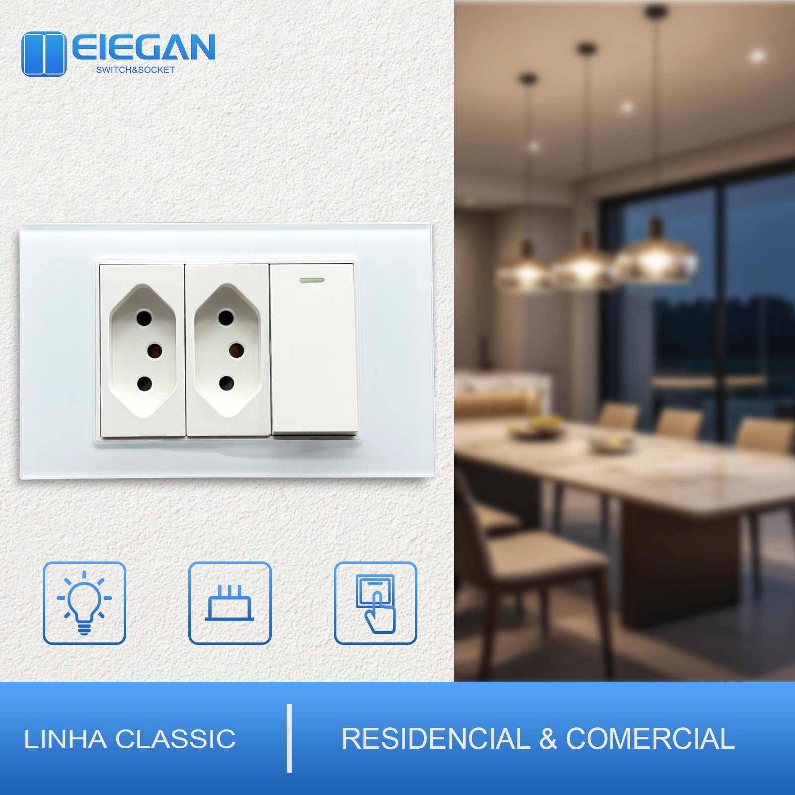 ELEGAN 118mm White Brazil Temp - Smart Wall Socket บทวิจารณ์และราคา