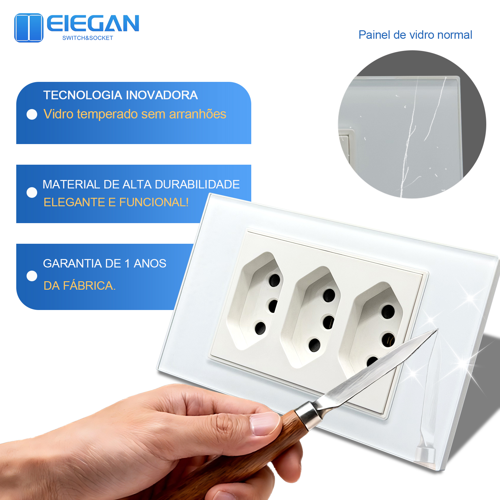 ELEGAN 118mm White Brazil Temp - Smart Wall Socket บทวิจารณ์และราคา