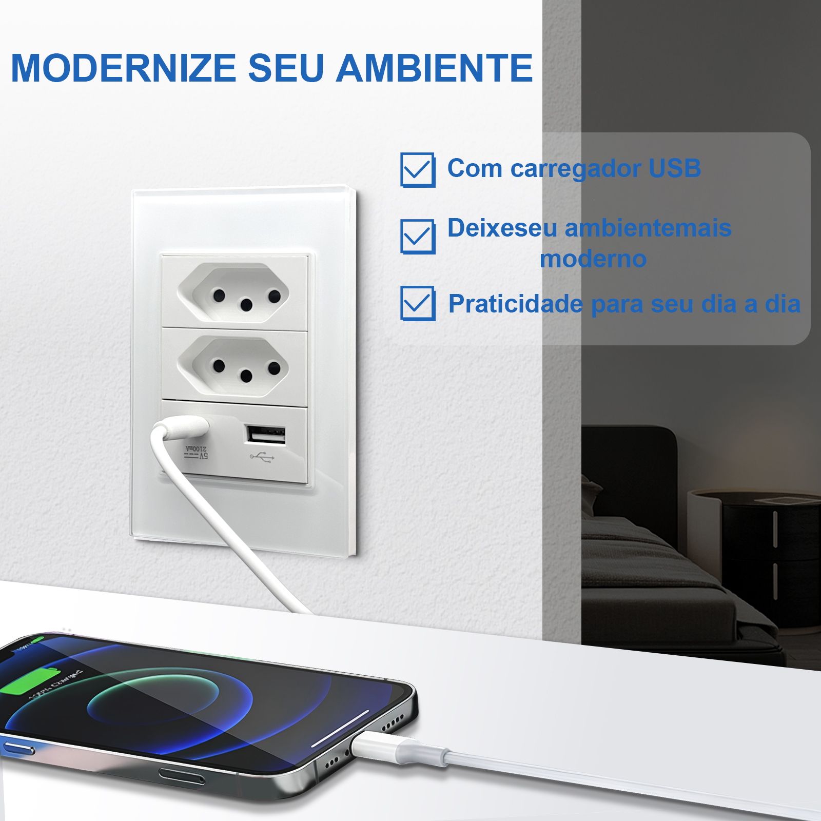 ELEGAN 118mm White Brazil Temp - Smart Wall Socket บทวิจารณ์และราคา