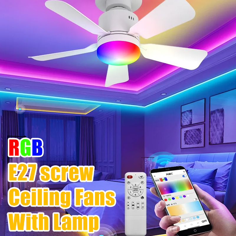 RGB LED Ceiling Fan Lamps E27  - Smart Ceiling Fan บทวิจารณ์และราคา