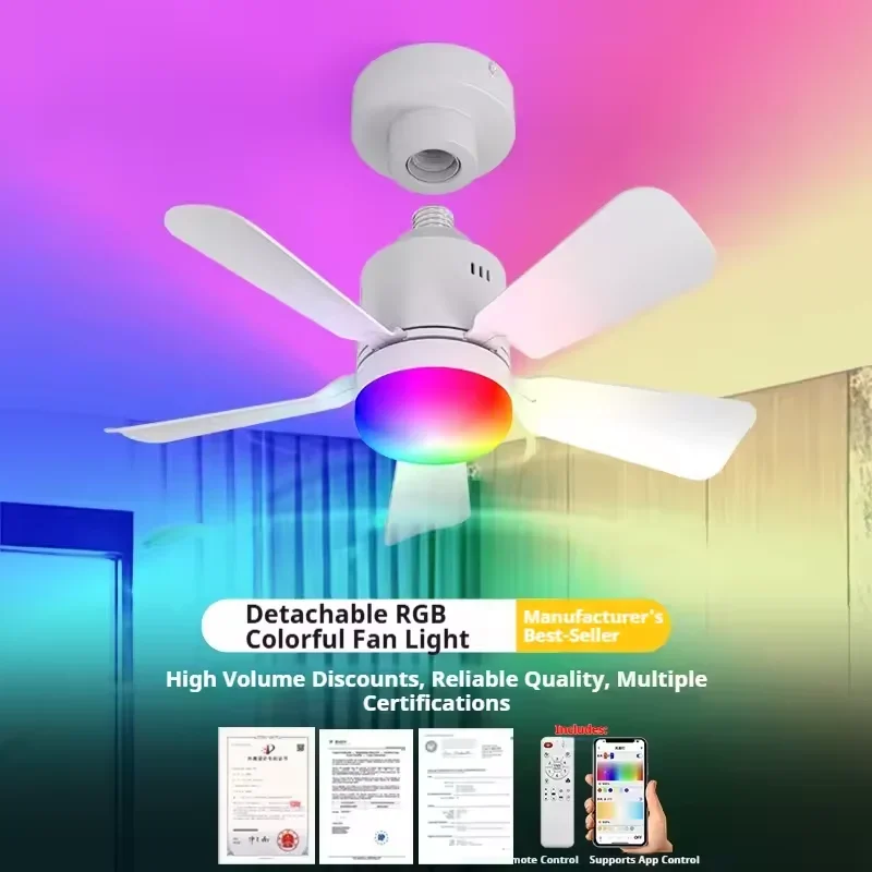 RGB LED Ceiling Fan Lamps E27  - Smart Ceiling Fan บทวิจารณ์และราคา