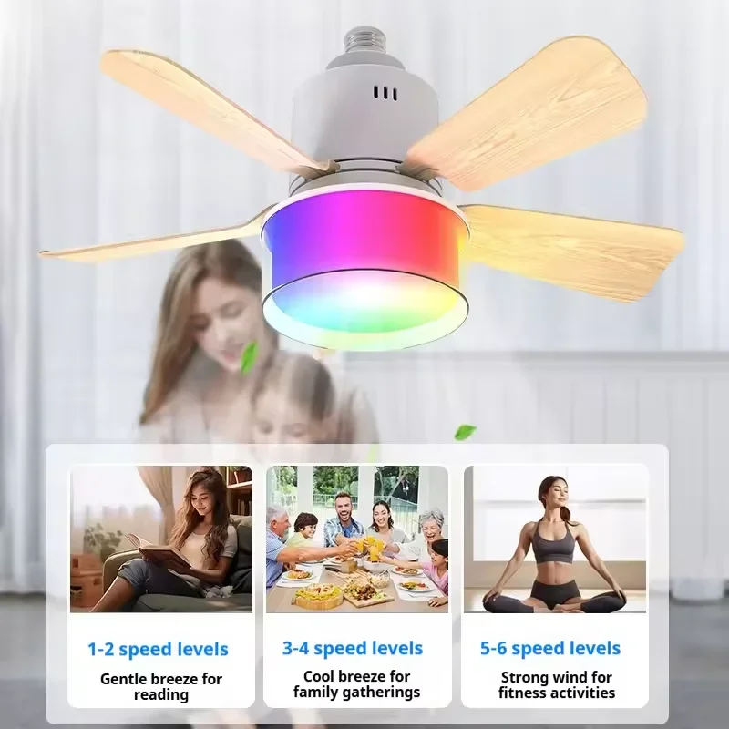 RGB LED Ceiling Fan Lamps E27  - Smart Ceiling Fan บทวิจารณ์และราคา