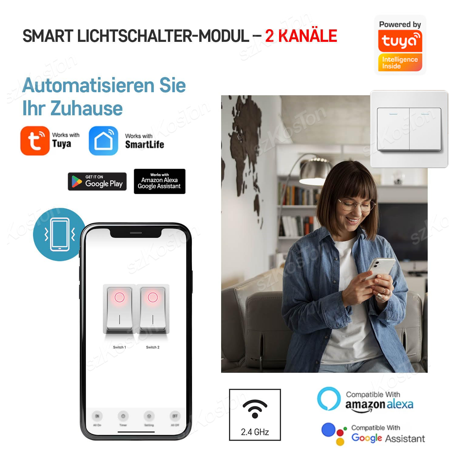16A Tuya WiFi Smart Switch Mod - Tuya Smart Switch บทวิจารณ์และราคา