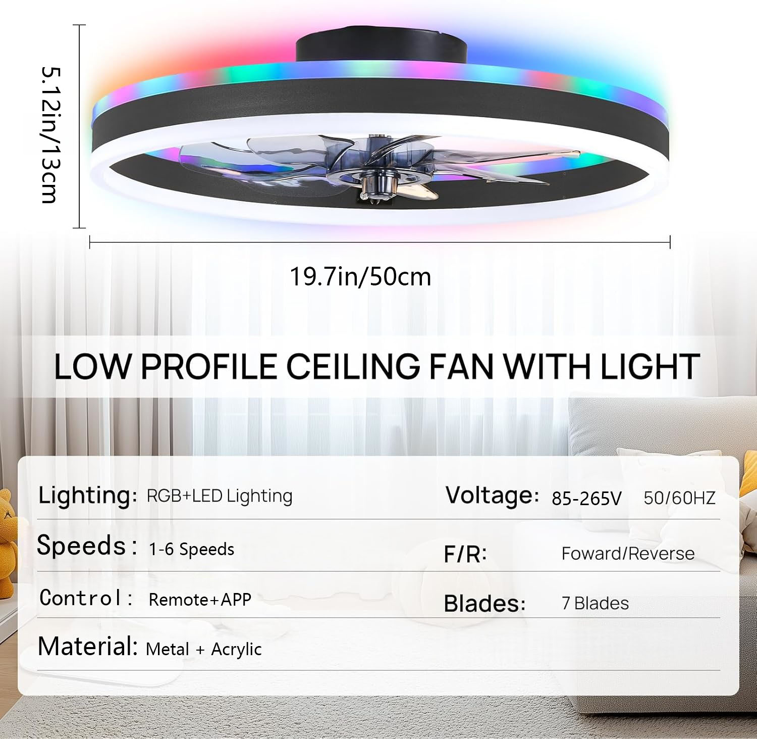 RGB Smart Ceiling Fan Light 6- - Smart Ceiling Fan บทวิจารณ์และราคา
