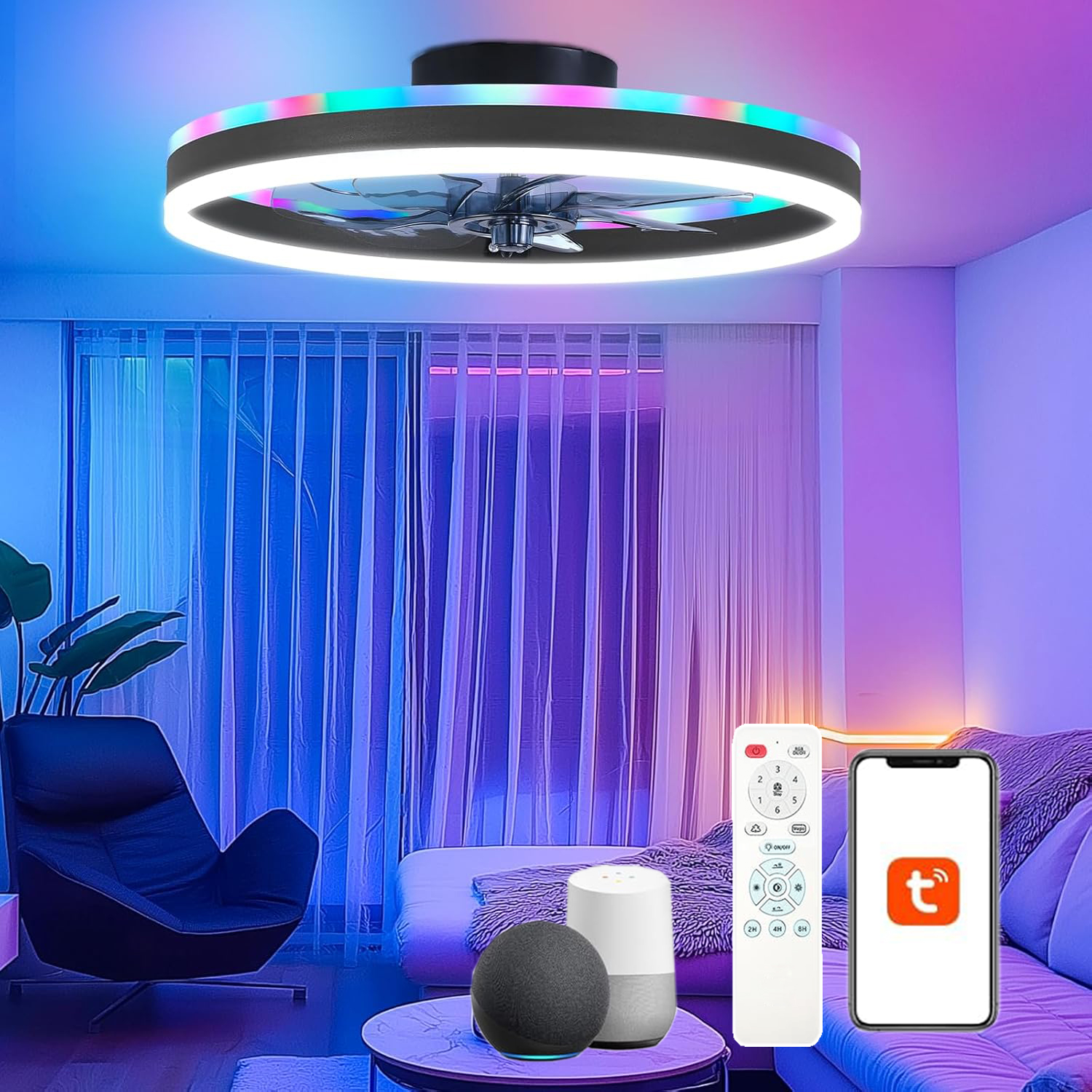 RGB Smart Ceiling Fan Light 6- - Smart Ceiling Fan บทวิจารณ์และราคา