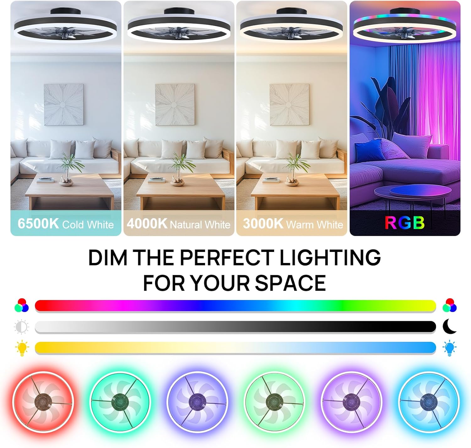 RGB Smart Ceiling Fan Light 6- - Smart Ceiling Fan บทวิจารณ์และราคา