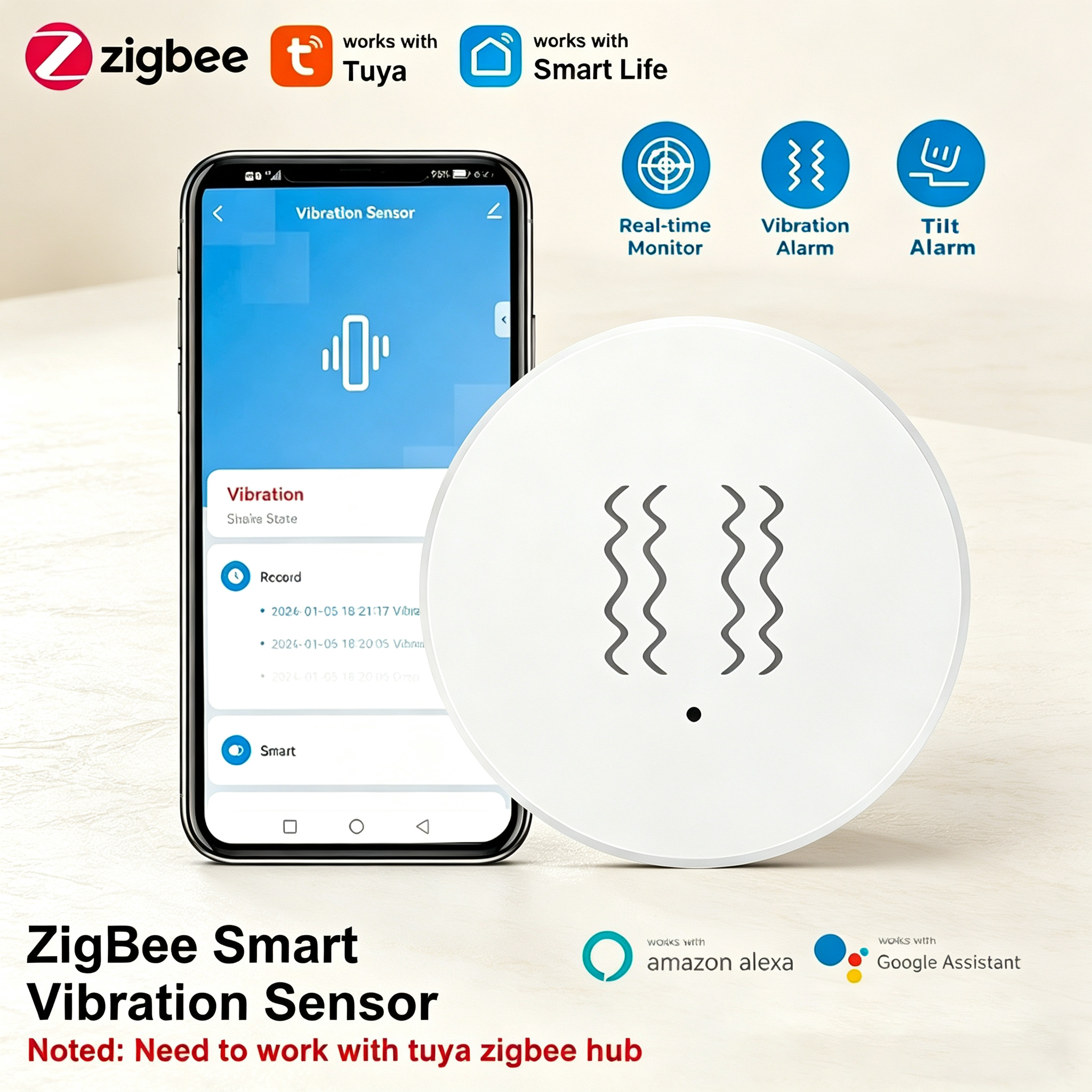 Tuya ZigBee Smart Vibration &  - Smart Home Setup บทวิจารณ์และราคา