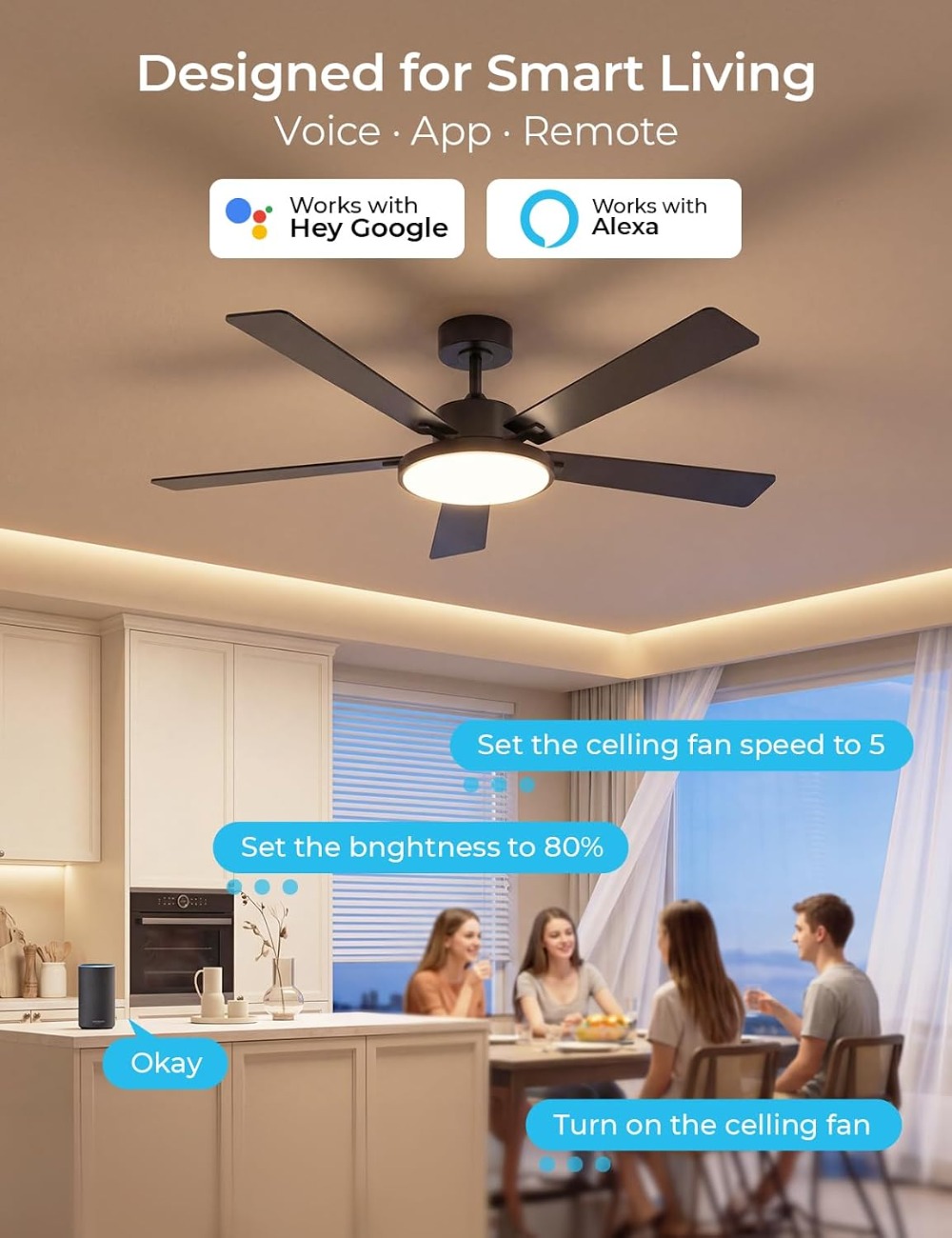 Smart Ceiling Fan with Lights, - Smart Ceiling Fan บทวิจารณ์และราคา