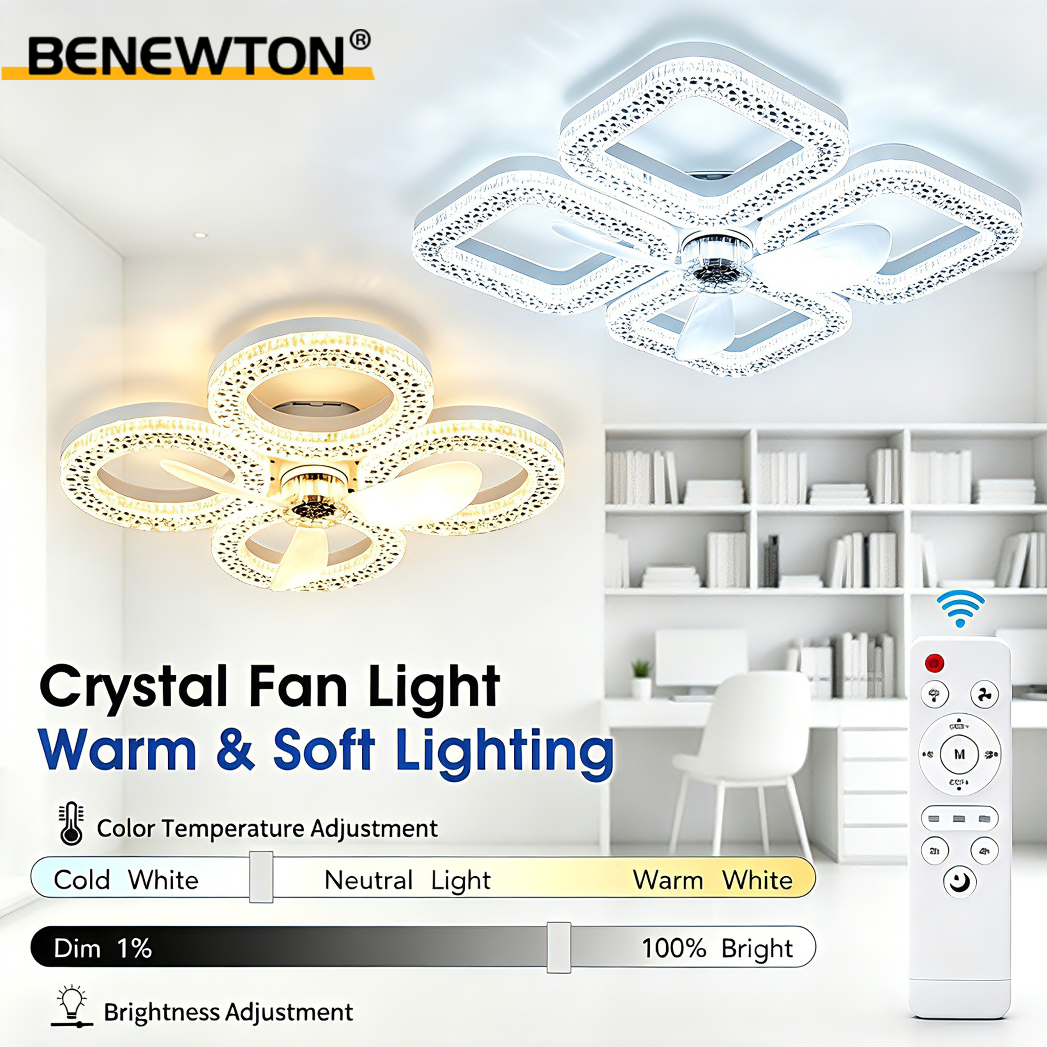 Modern Ceiling Fan with Light  - Smart Home Ventilation บทวิจารณ์และราคา