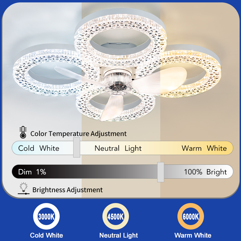 Modern Ceiling Fan with Light  - Smart Home Ventilation บทวิจารณ์และราคา