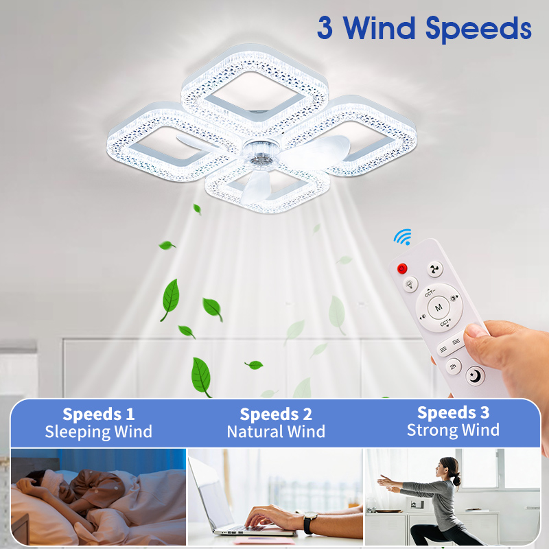 Modern Ceiling Fan with Light  - Smart Home Ventilation บทวิจารณ์และราคา