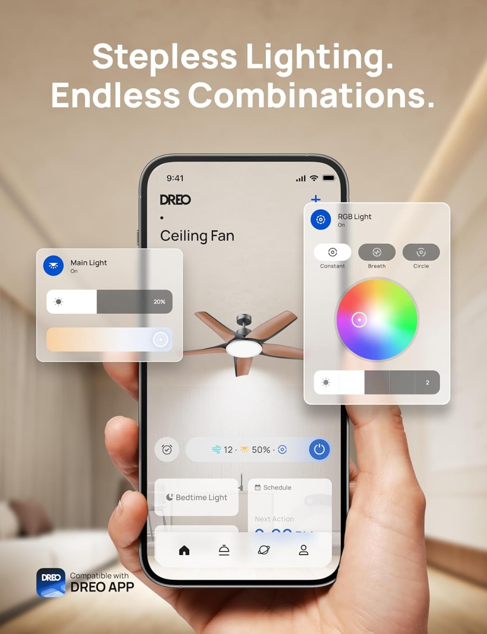 Smart Ceiling Fan with Lights, - Smart Ceiling Fan บทวิจารณ์และราคา